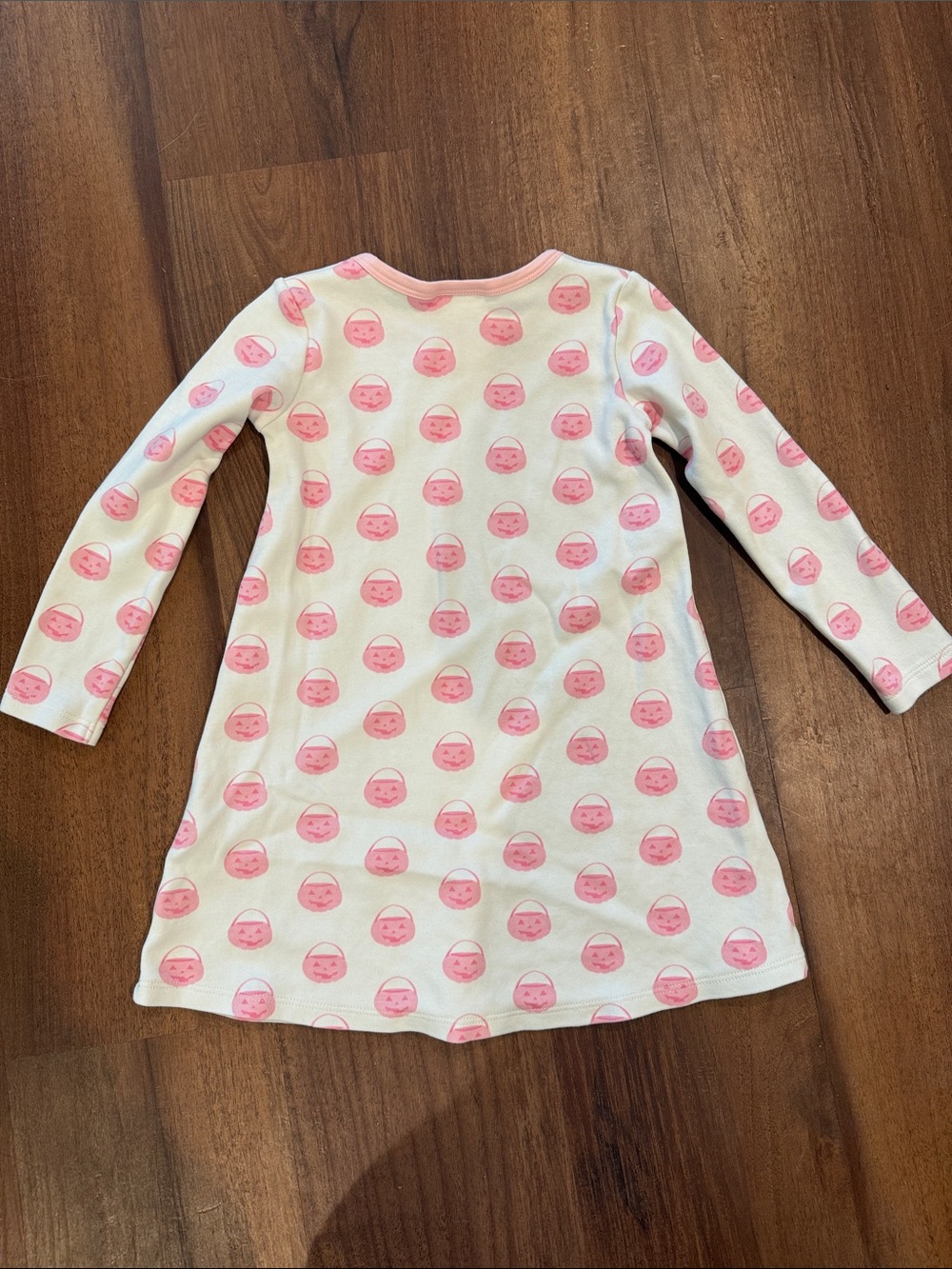 The Beaufort Bonnet Company Girls' White & Pink Long-Sleeve Pumpkin Dress - Picture 4 of 4